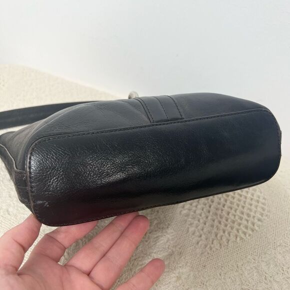 Vintage Etienne Aigner Black Leather Shoulder Bag Hobo - Picture 8 of 9